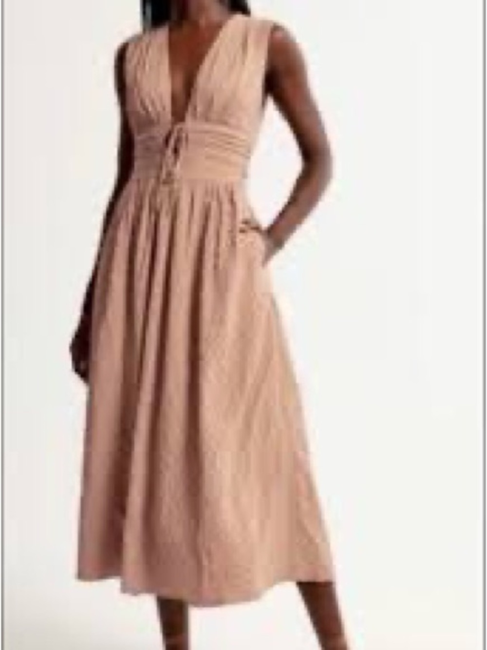 Abercrombie & Fitch Sleeveless V-Neck Midi Dress in Dusty Rose